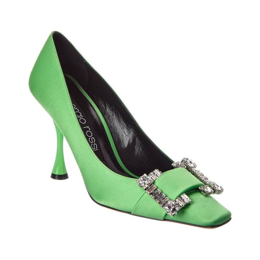 Sergio Rossi Twenty 90 Satin Pump, Green